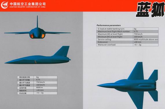 美媒配图：中航工业展示的蓝狐无人机宣传册。