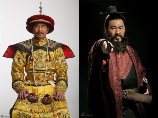 陈建斌演绎了众多帝王诸侯角色，左为《甄嬛传》雍正，右为《三国》曹操