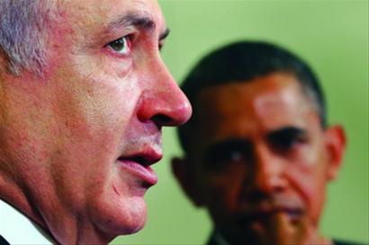 白宫否认奥巴马“拒绝”会见以色列总理内塔尼亚胡（左）