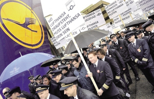 汉莎航空员工曾在2010年举行大罢工资料图片