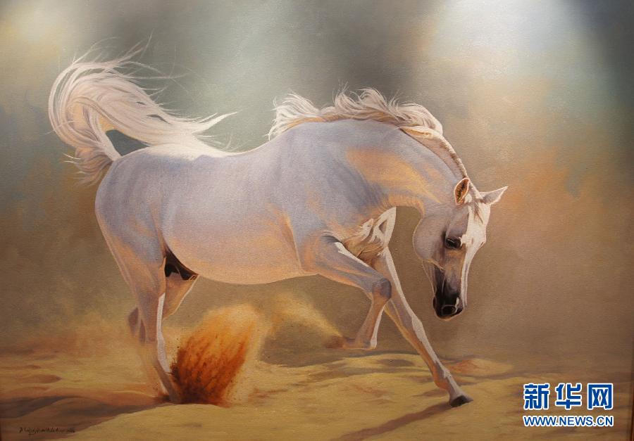 伊拉克画家举办“出征的骏马”油画展（组图）