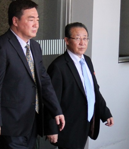 资料图：6月18日，朝鲜负责核问题协商的外务省第一副相金桂冠抵京。