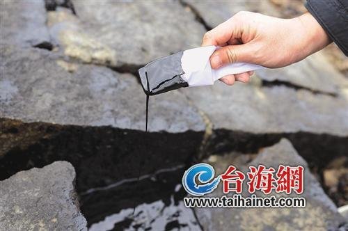 海沧百米海岸被染黑