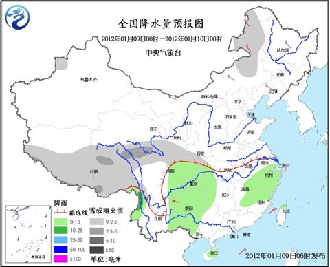 全国降水量预报图